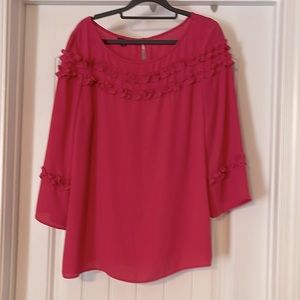 Talbots pink blouse - EUC! pink with ruffle details